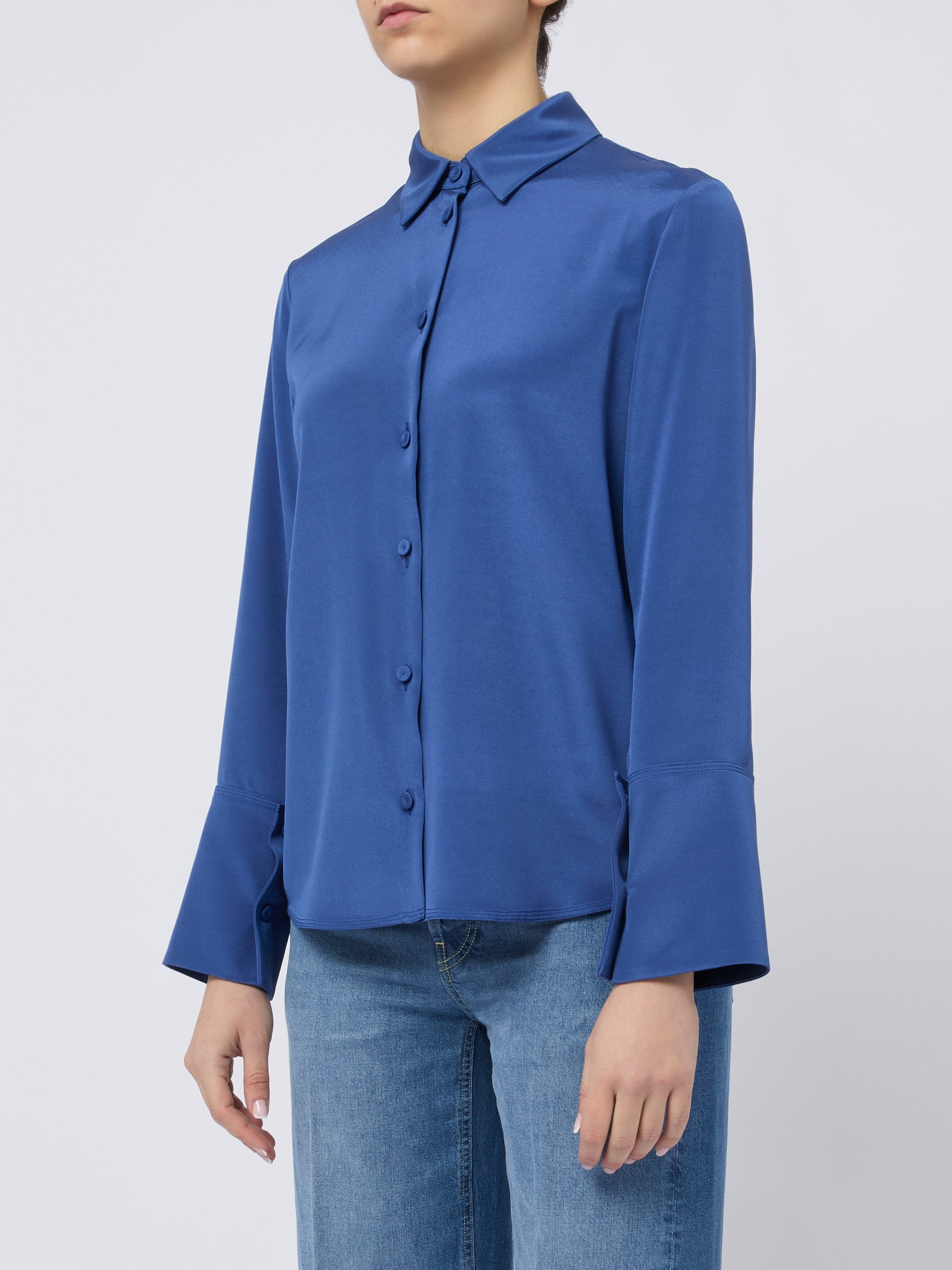 MAX MARA Camicia elegante Voliera di seta blu