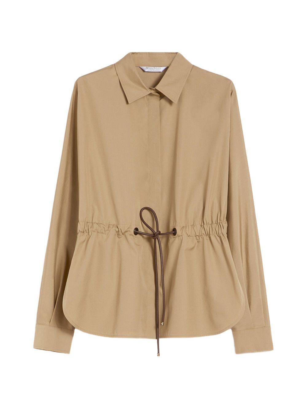 MAX MARA Camicia Tazzina in cotone beige con elastico
