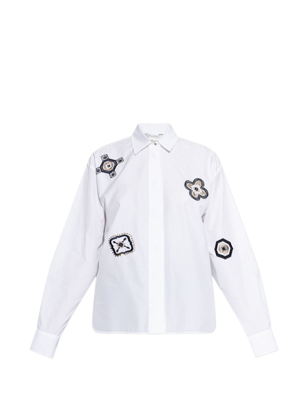 MAX MARA Camicia Shock in cotone bianco con disegni