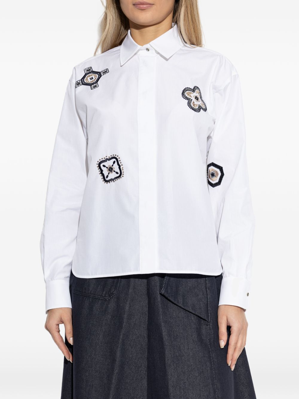 MAX MARA Camicia Shock in cotone bianco con disegni