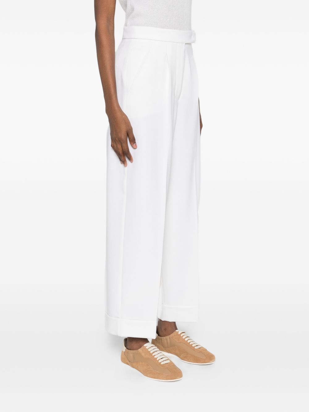 MAX MARA Pantaloni a palazzo a vita alta bianchi