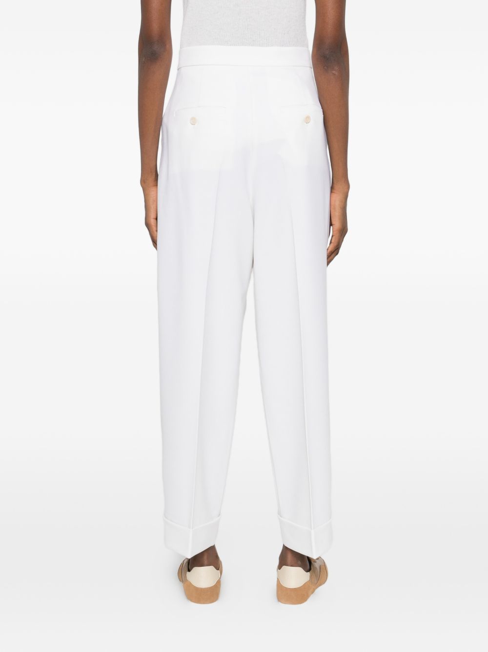 MAX MARA Pantaloni a palazzo a vita alta bianchi