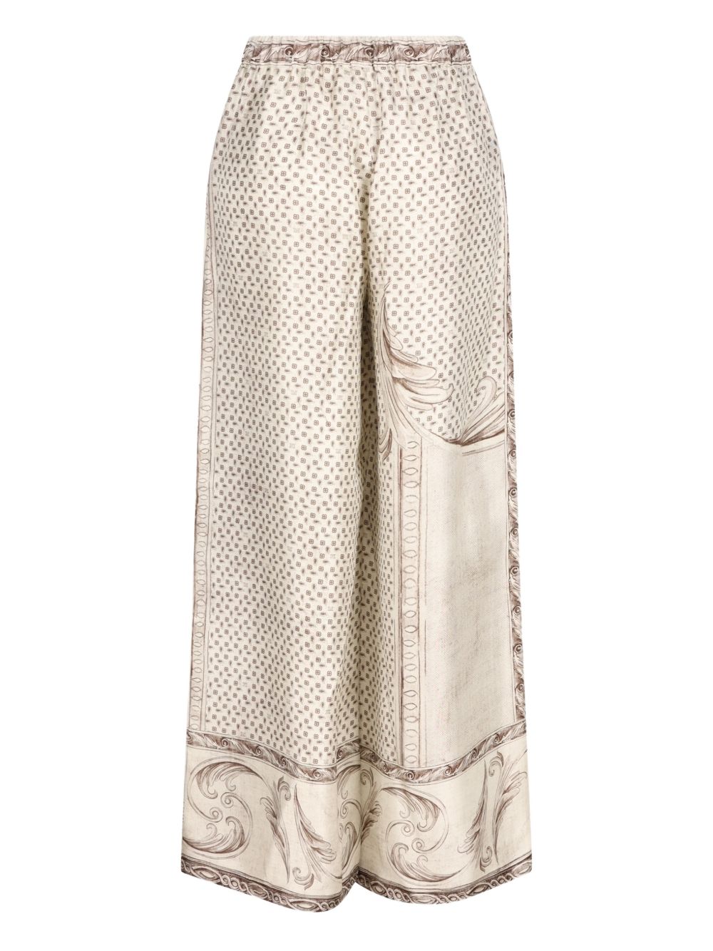 MAX MARA Pantaloni avorio con grafica barocca