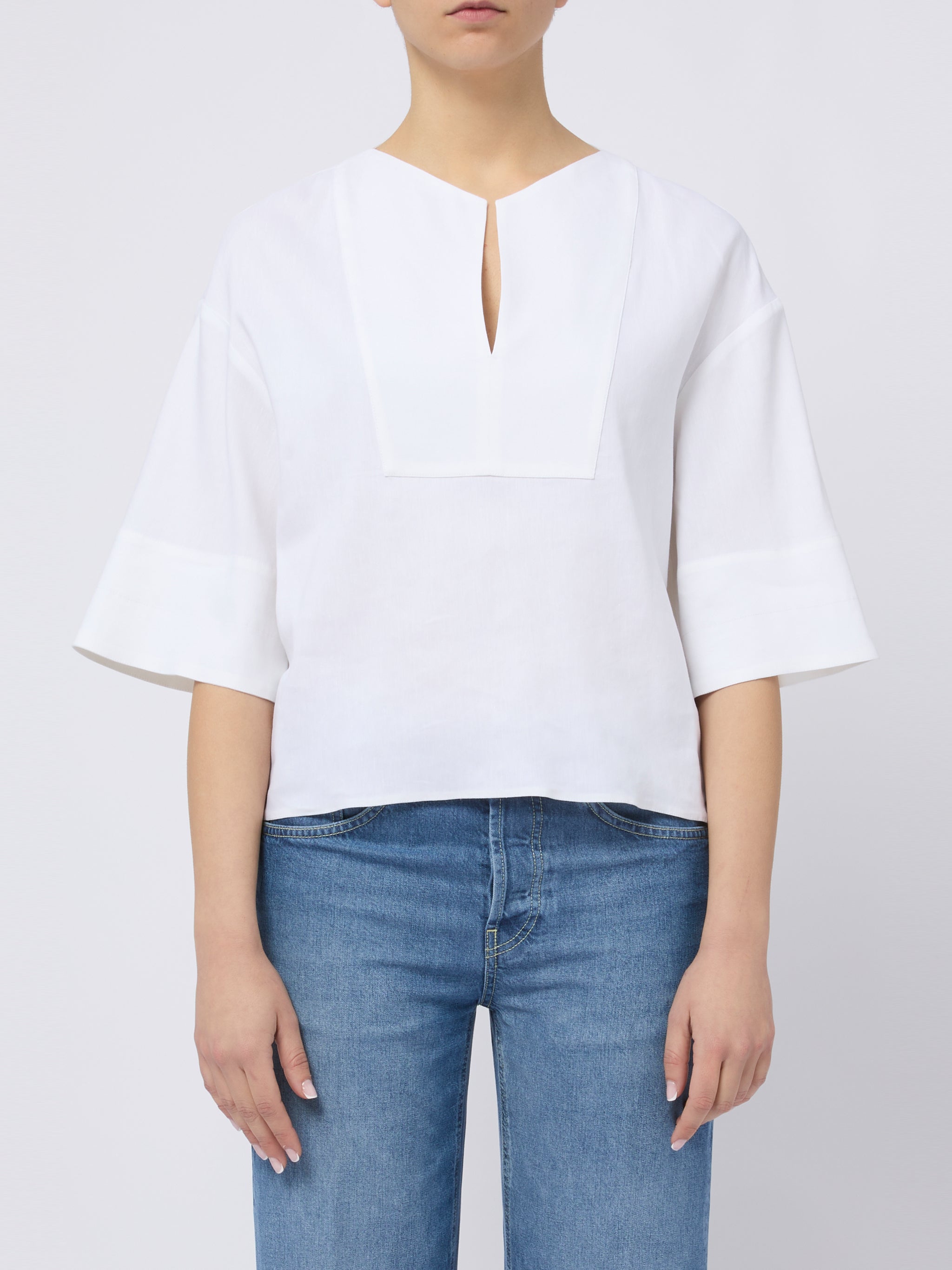 MAX MARA Blusa bianca Sospiro con maniche a 3/4