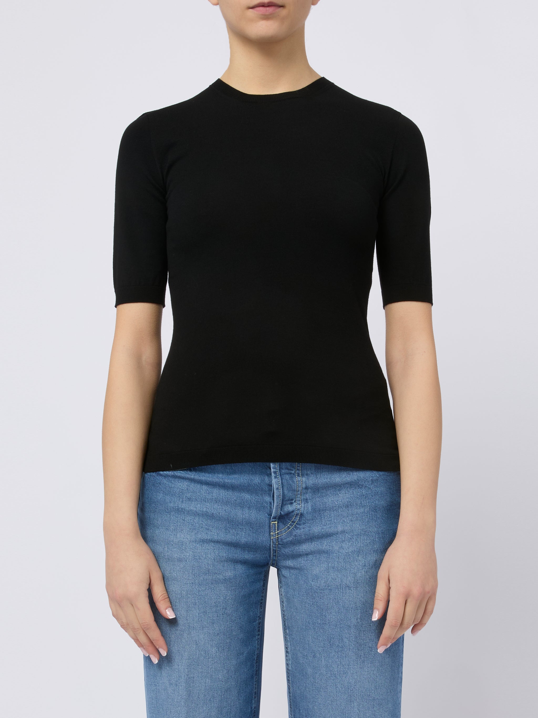 MAX MARA Maglia nera girocollo Sottano con maniche a 3/4