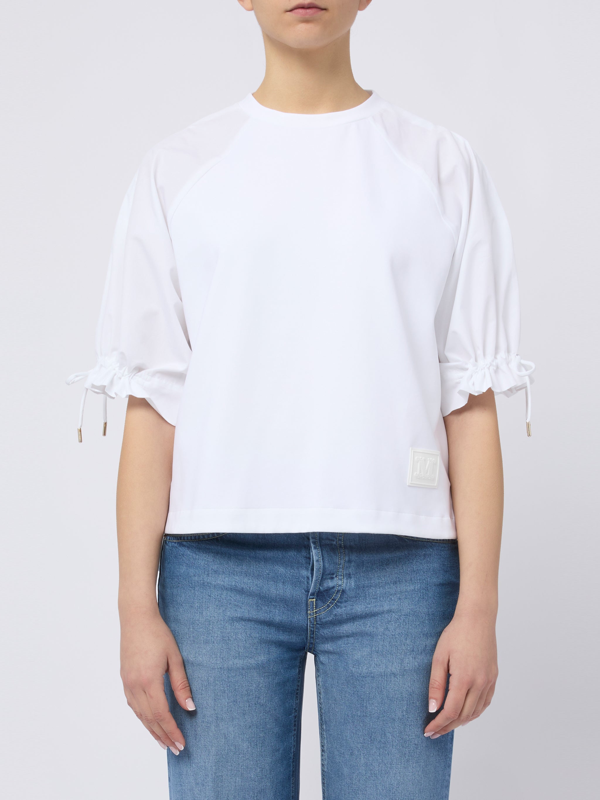 MAX MARA Top West elegante con coulisse alle maniche bianco