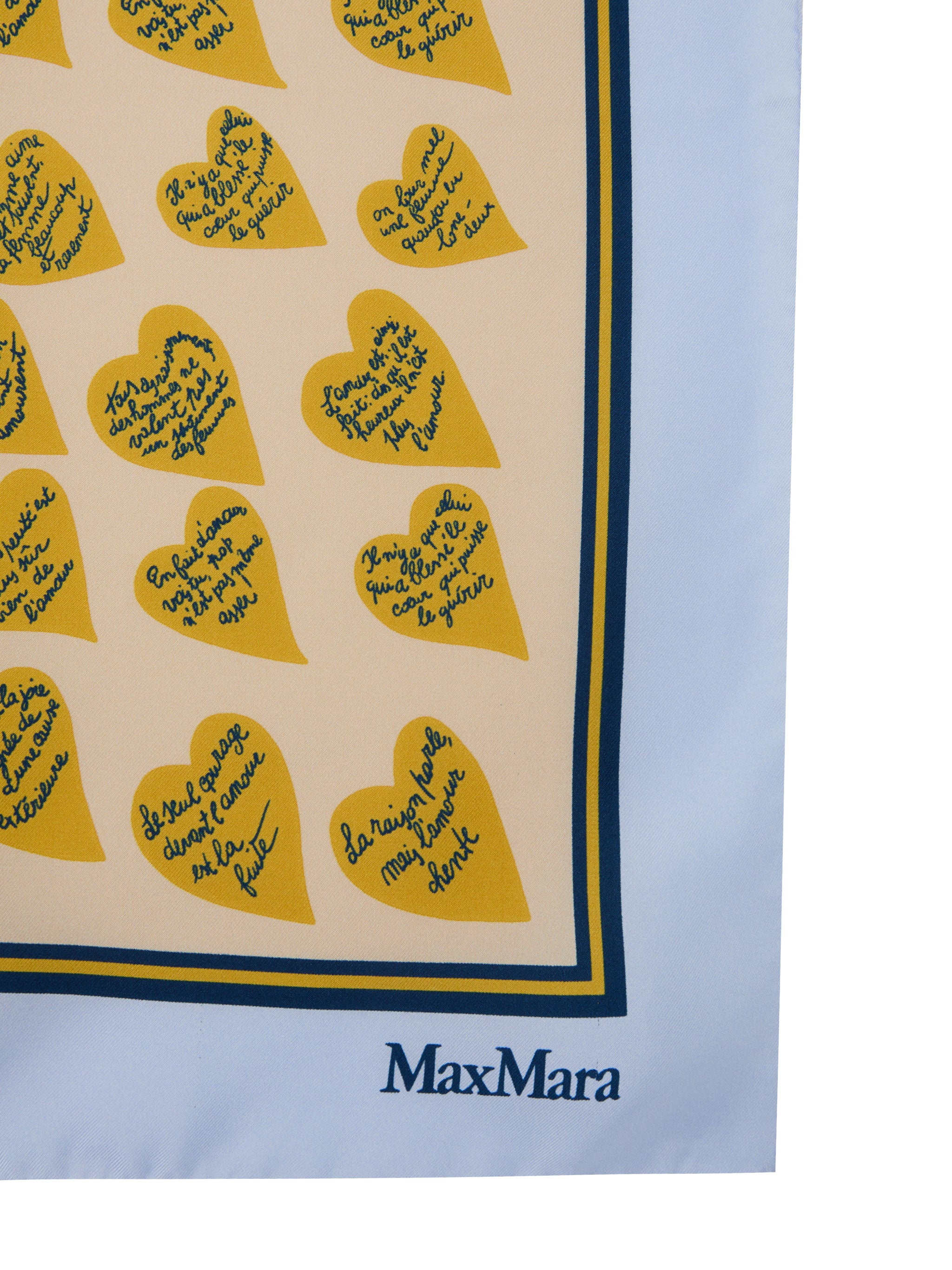 MAX MARA Sciarpa foulard Vallo con grafica a cuori celeste
