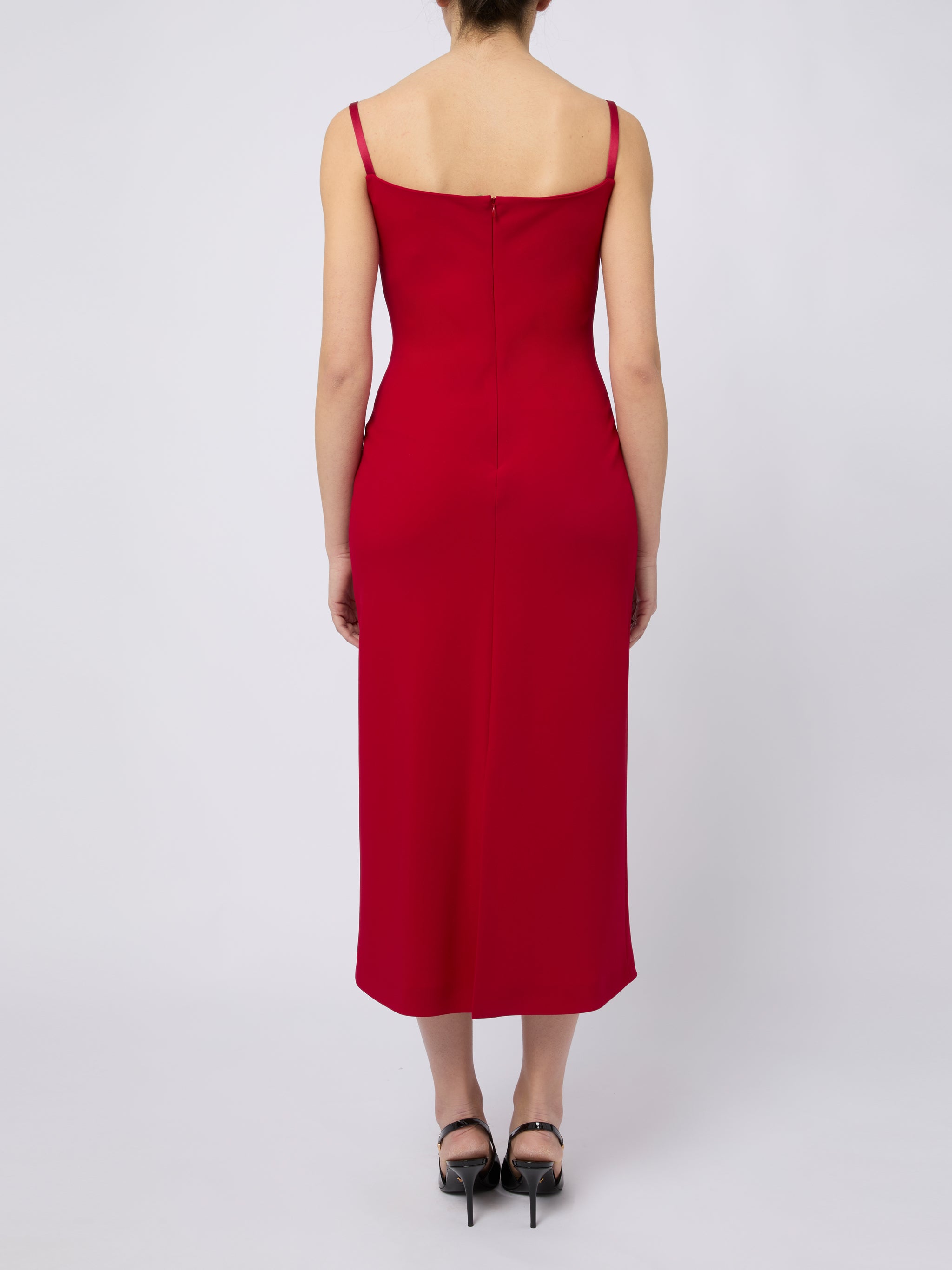 MAX MARA PIANOFORTE Elegante abito midi Pantone rosso