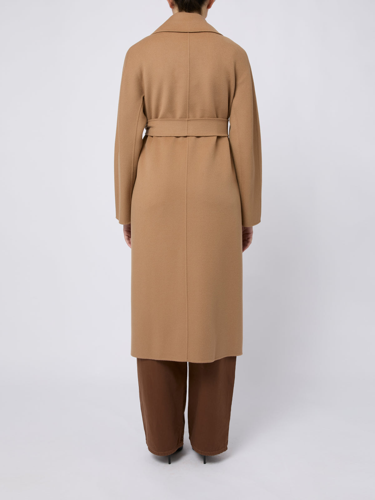 MAX MARA STUDIO Cappotto lungo Cles con cintura in vita cammello