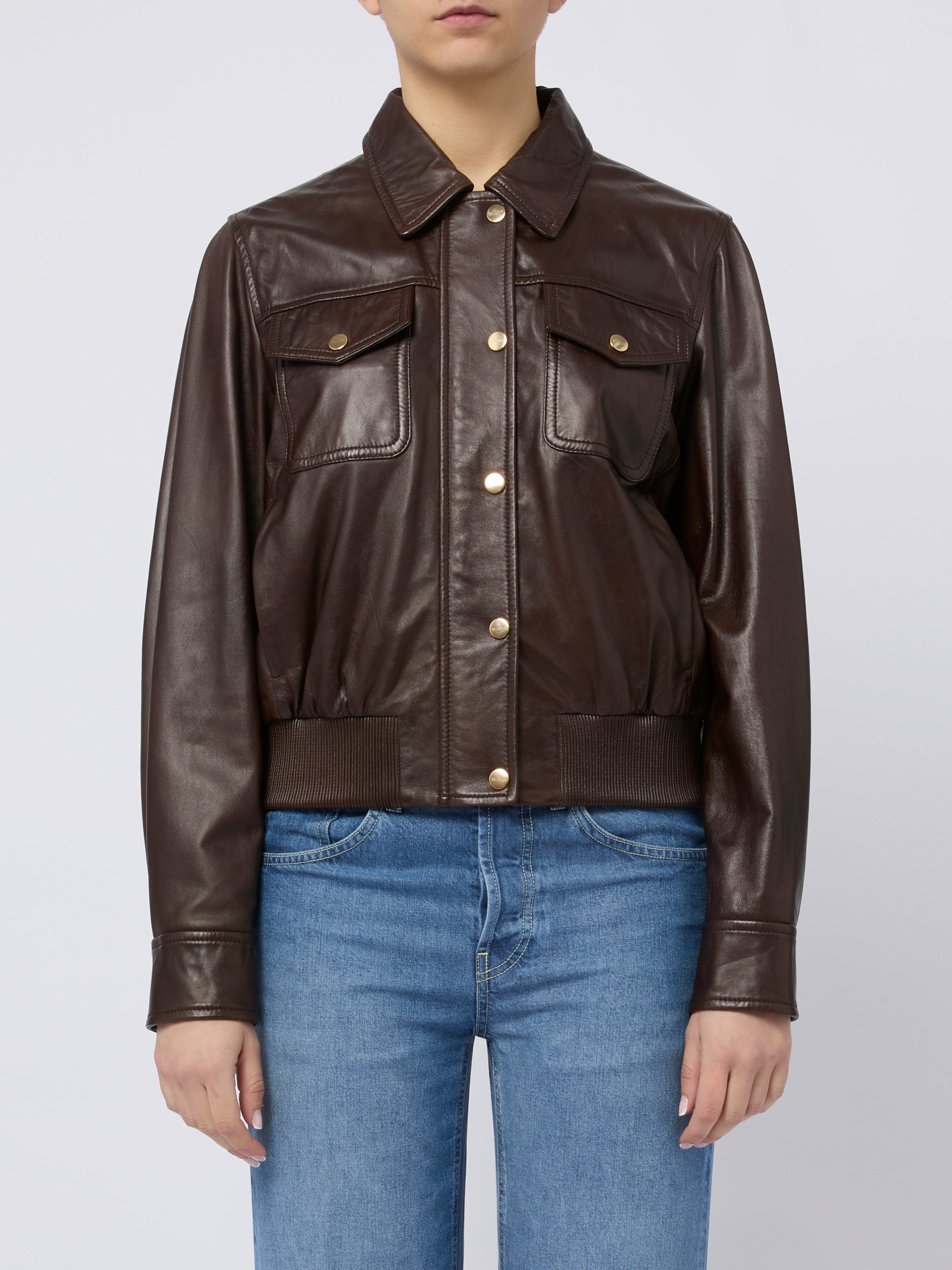 MAX MARA STUDIO Giacca di pelle Biada marrone