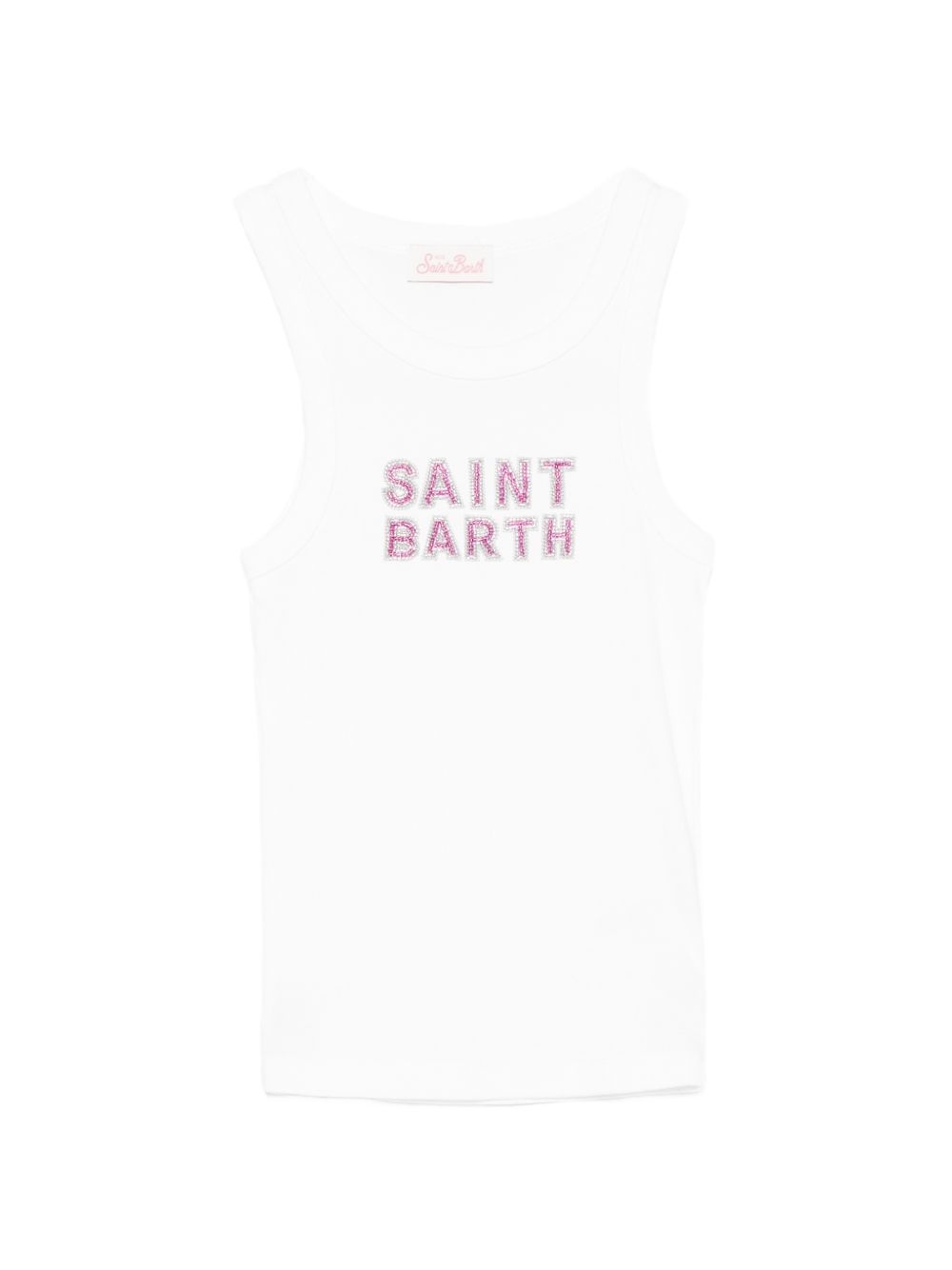 MC2 SAINT BARTH Canotta Ada in cotone elasticizzato bianco con logo