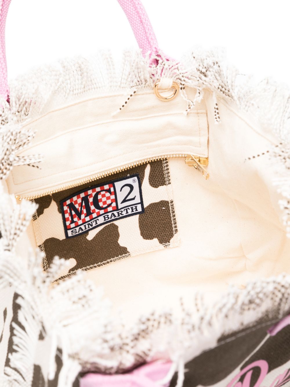 MC2 SAINT BARTH Borsa Tote Colette effetto muccato con dettagli rosa