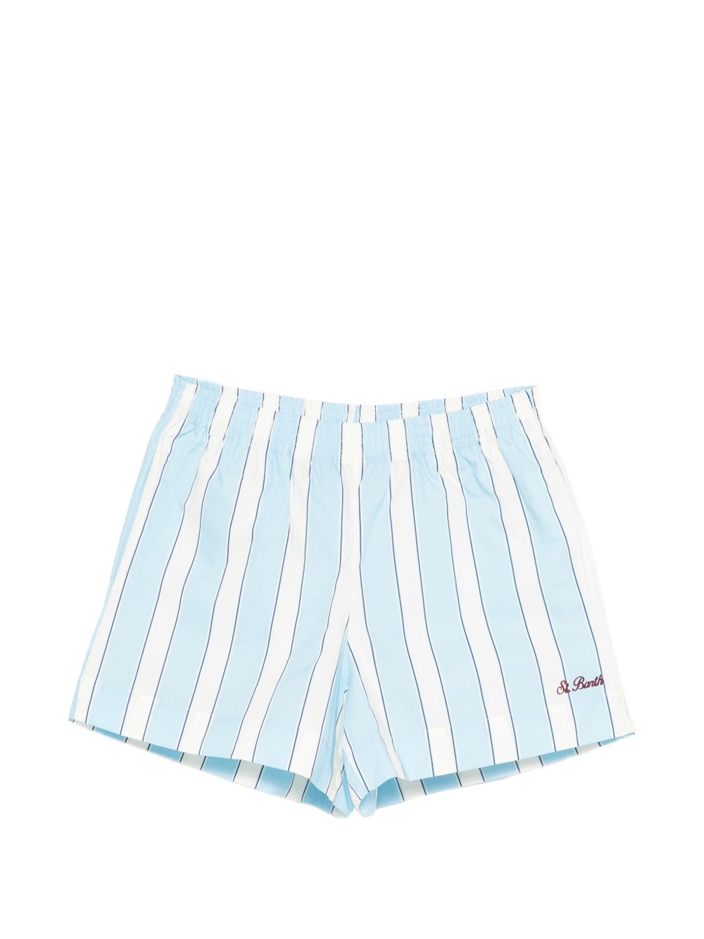 MC2 SAINT BARTH Shorts da mare a righe Meave con logo ricamato