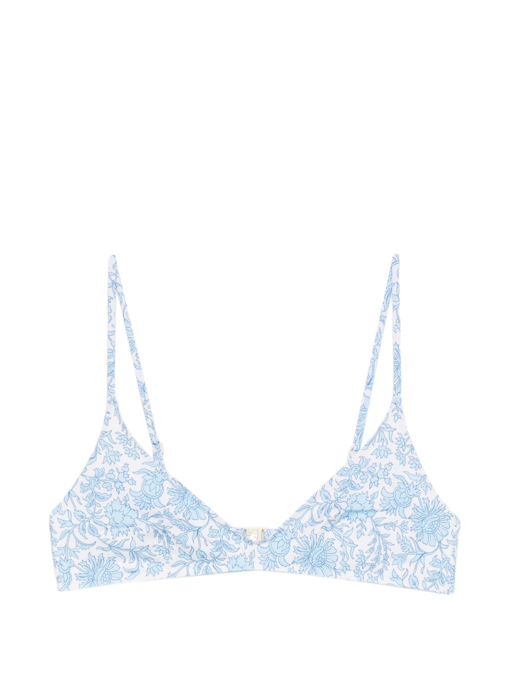 MC2 SAINT BARTH Top bikini bianco con stampa floreale celeste firmato Mc2 Saint Barth