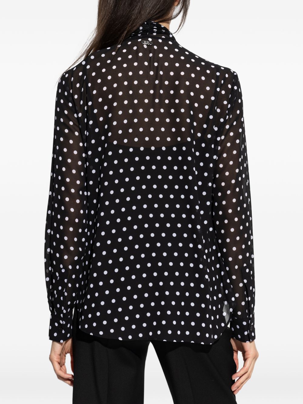 MICHAEL KORS Camicia nera a pois bianchi