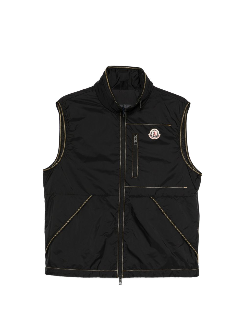 MONCLER Gilet nero con impunture a contrasto