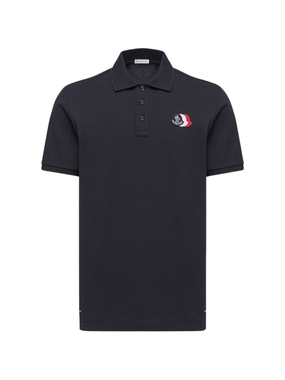 MONCLER Polo in cotone blu con logo bianco, blu e rosso
