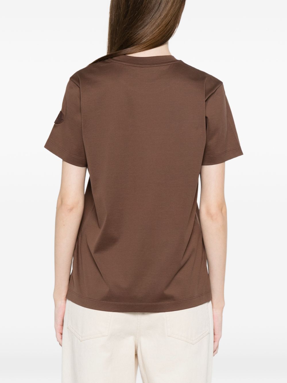 MONCLER T-shirt marrone a maniche corte
