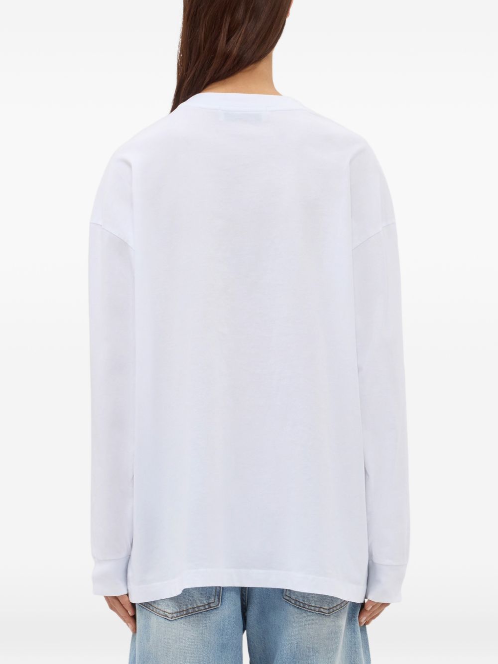 MSGM T-shirt a maniche lunghe bianca con stampa fiori