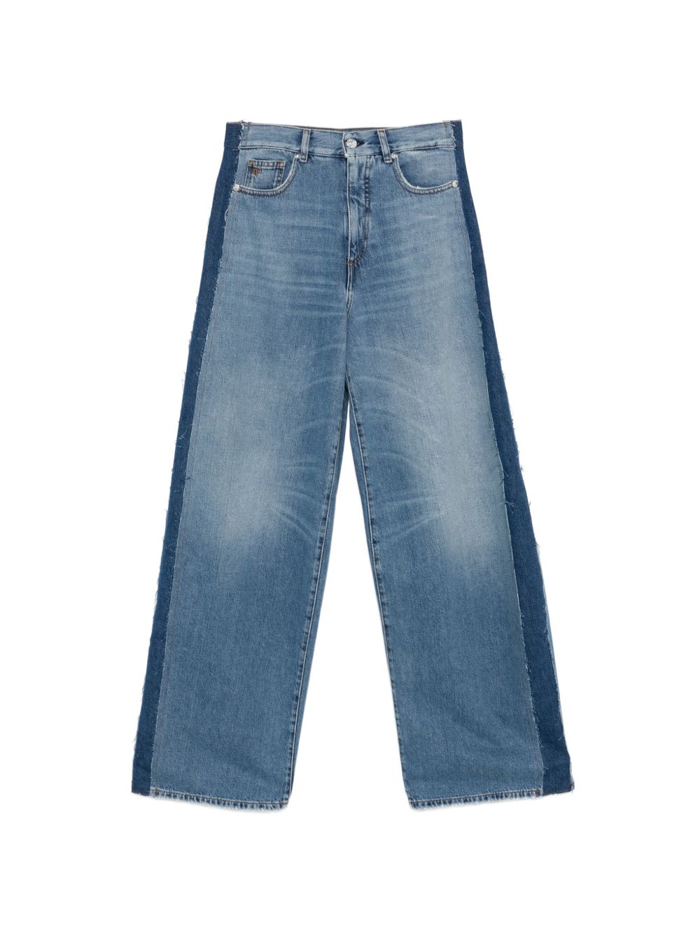 NINE IN THE MORNING Jeans Gea in denim blu patchwork a gamba ampia