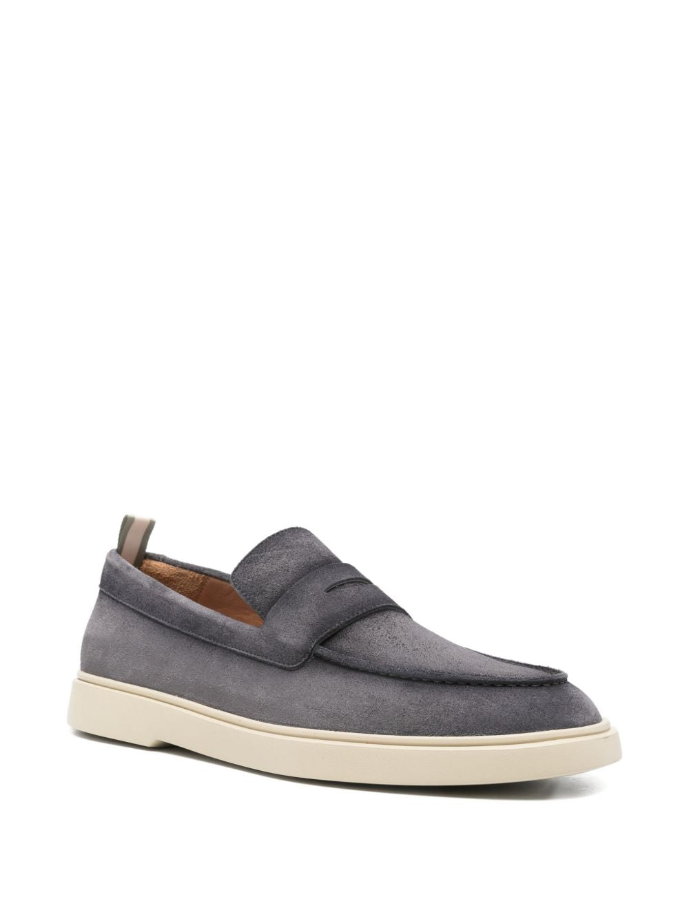 OFFICINE CREATIVE Mocassini in suede blu con design a pannelli