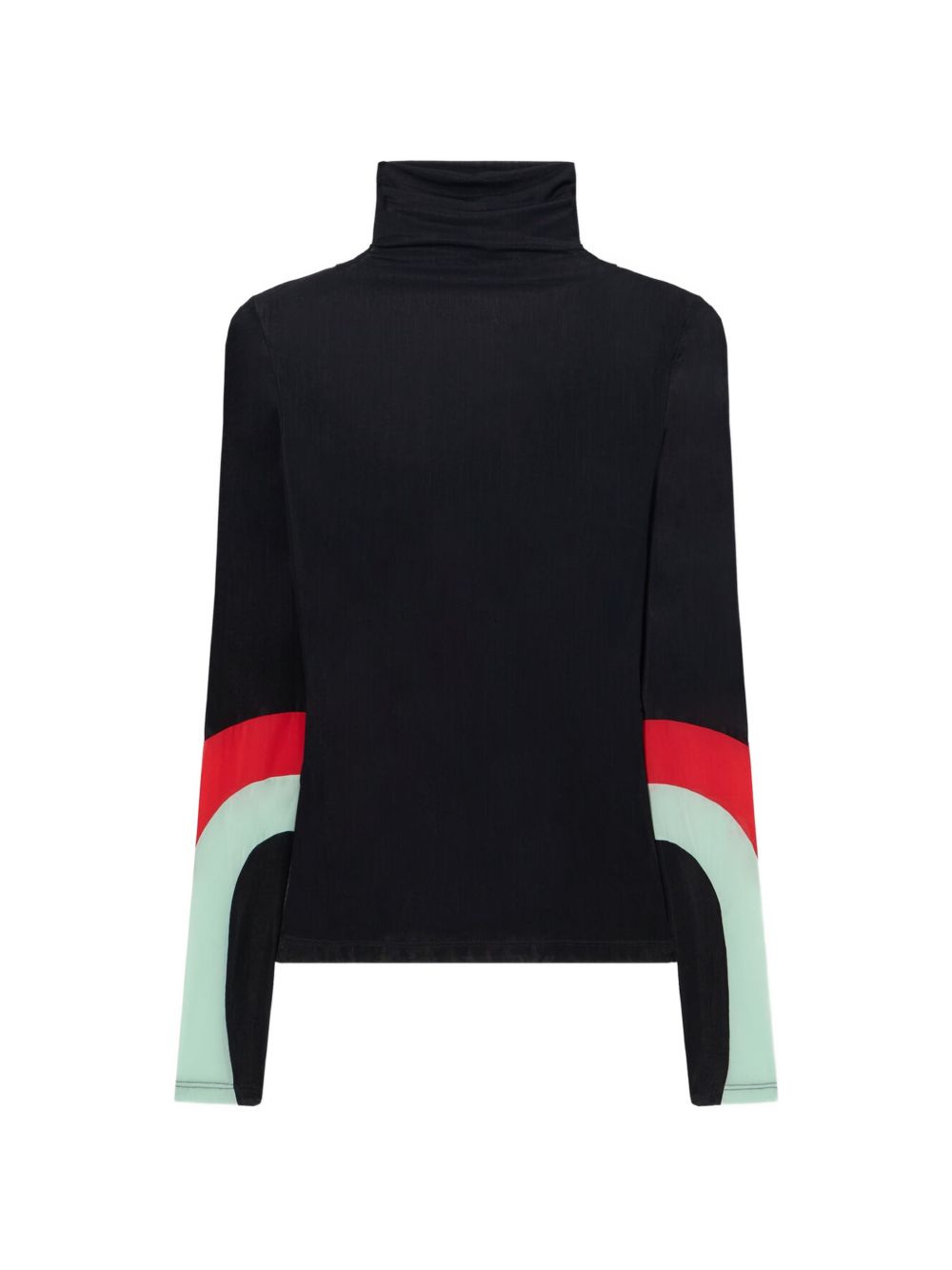 OFF WHITE T-shirt nera a collo alto con dettagli rossi e celesti