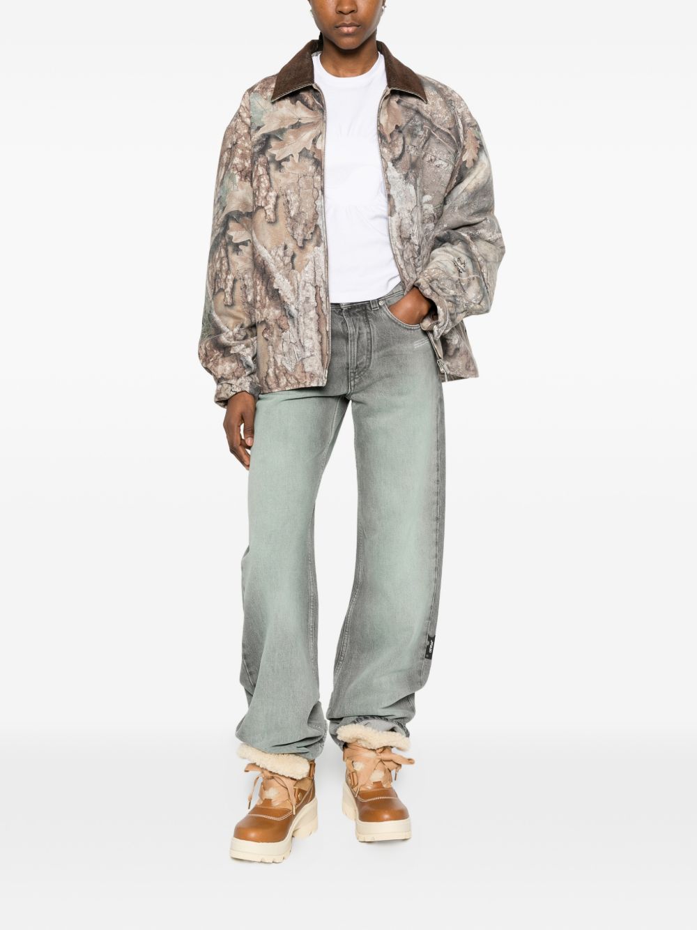 OFF WHITE Jeans in cotone grigio con effetto slavato