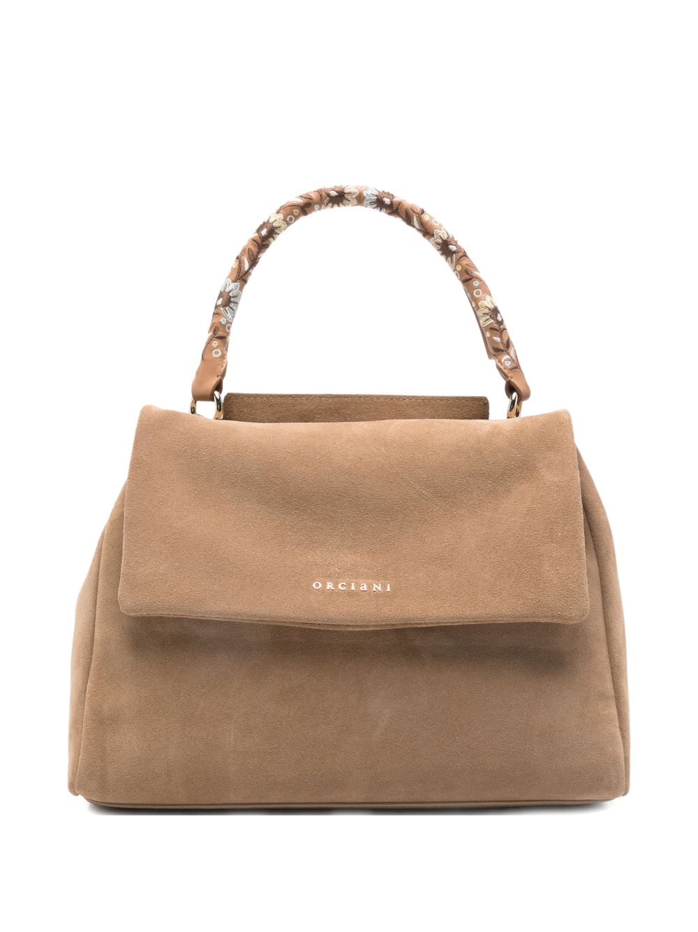 ORCIANI Borsa in suede Sveva Peach Flowers Midi marrone