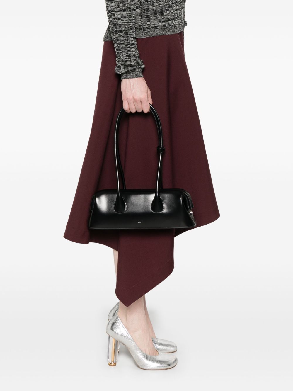 OSOI Borsa a spalla Boat Wide Mini in pelle nera