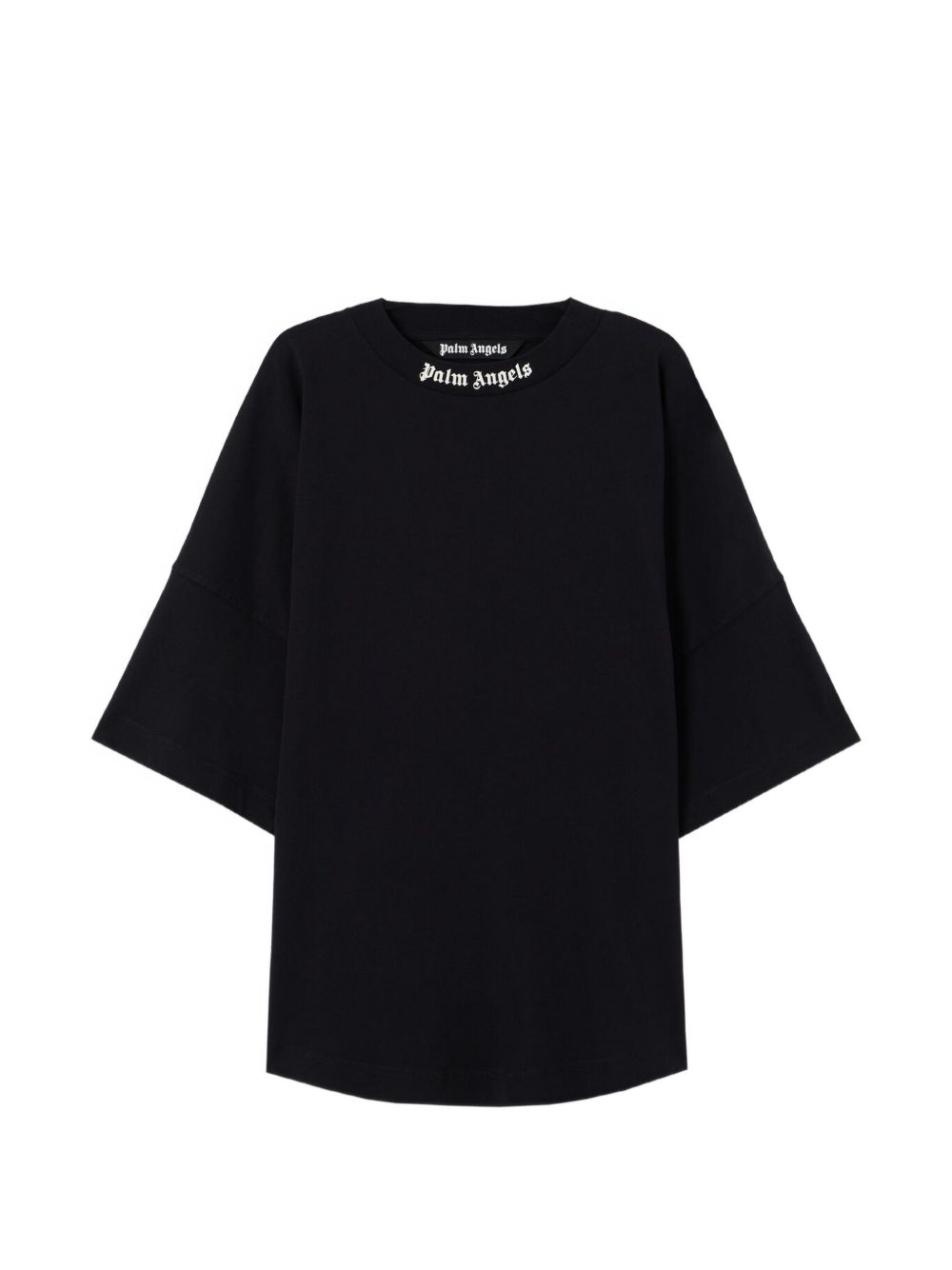PALM ANGELS T-shirt svasata nera con logo bianco