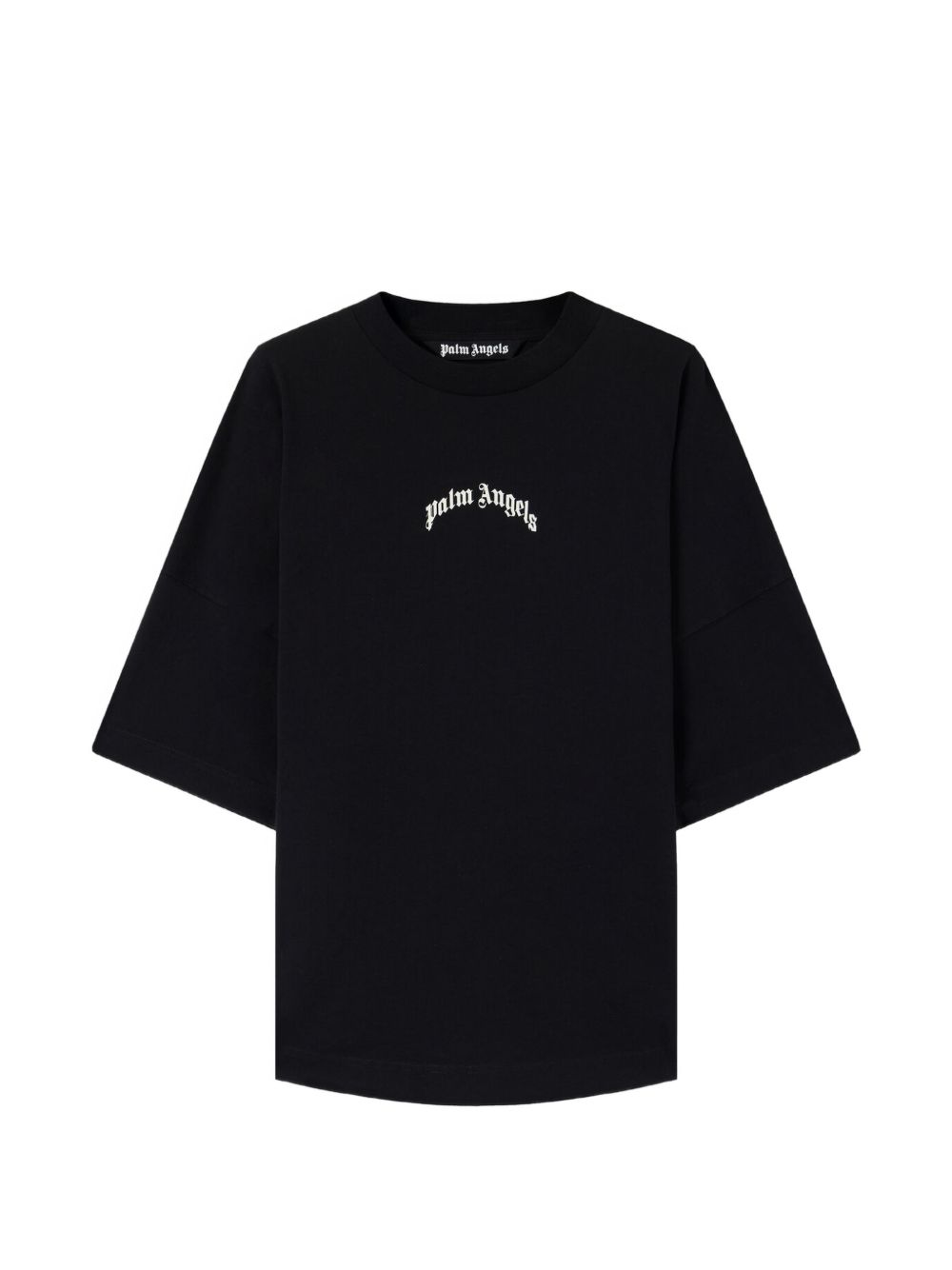 PALM ANGELS T-shirt oversize in cotone nero con logo bianco