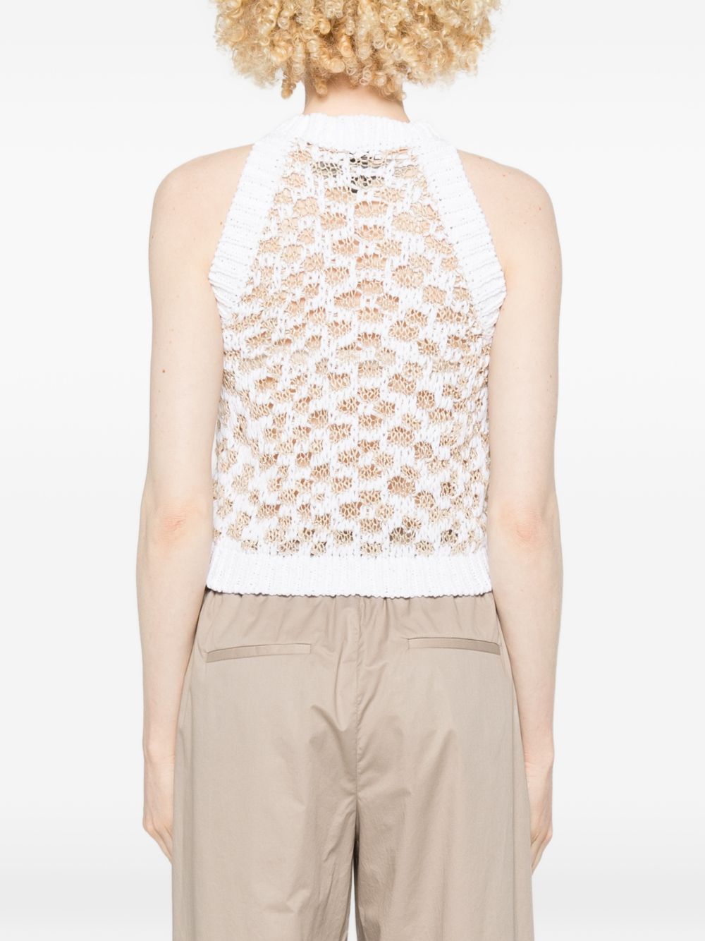 PESERICO Top in crochet a maglia larga bianco