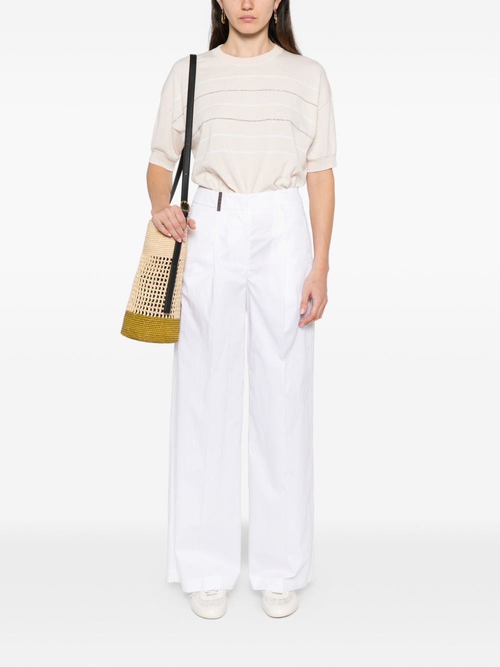 PESERICO T-shirt beige a righe