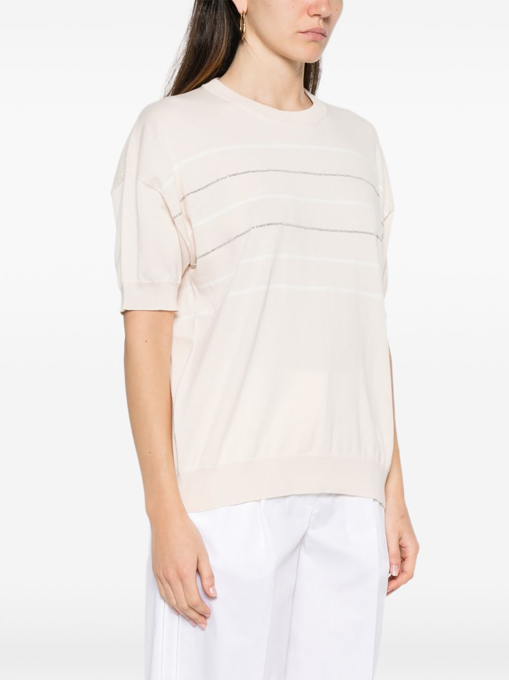 PESERICO T-shirt beige a righe