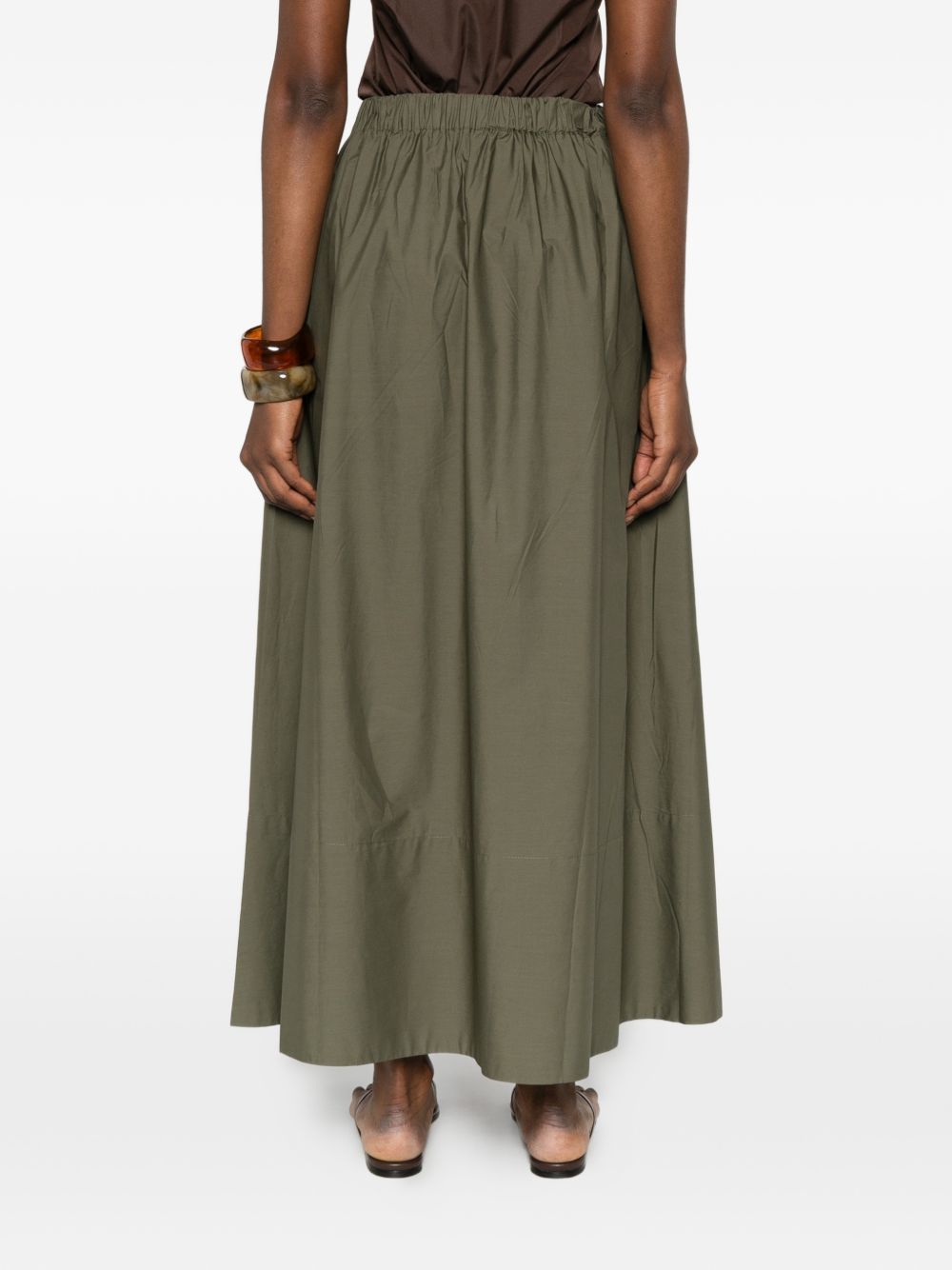 PEUTEREY Gonna midi Madeline in cotone verde scuro