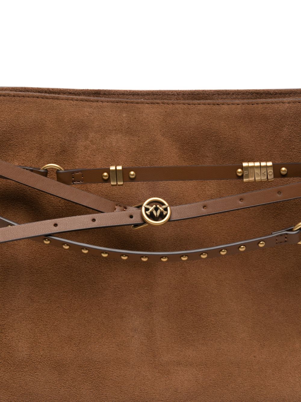 PINKO Borsa a spalla Belt Bag in pelle scamosciata marrone