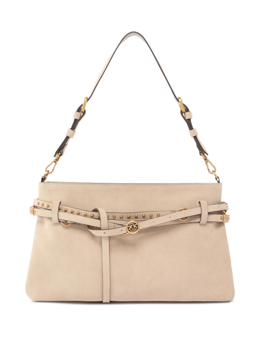 PINKO Borsa Belt a spalla in pelle beige