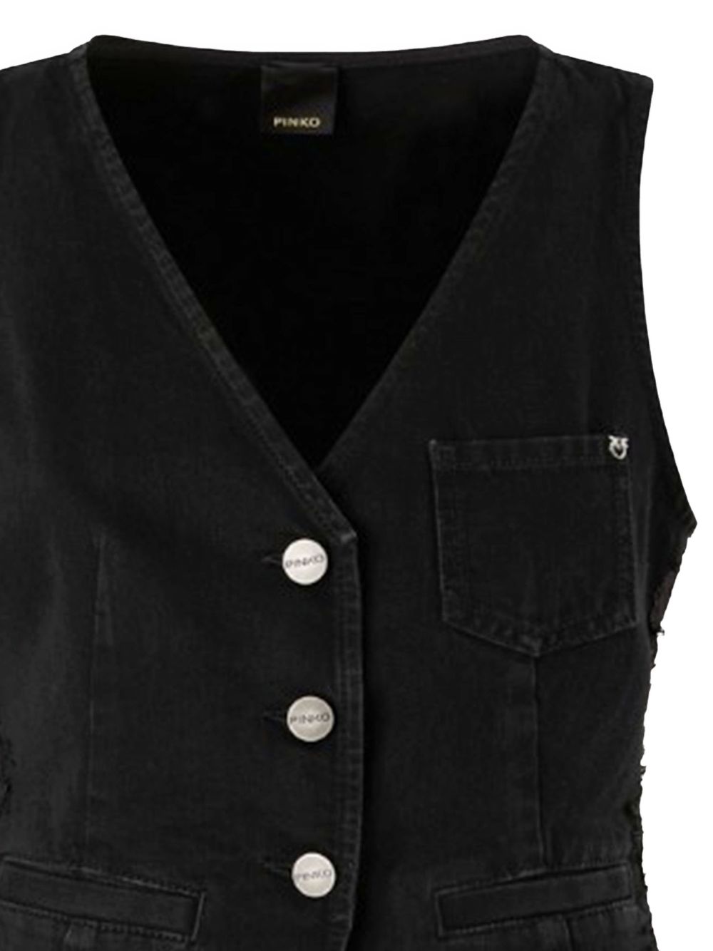 PINKO Gilet Gardener in denim con bottoni e tasca