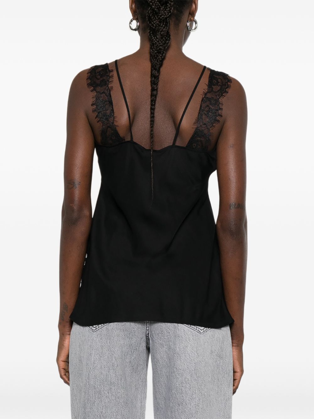 PINKO Top Lydia nero con pizzo