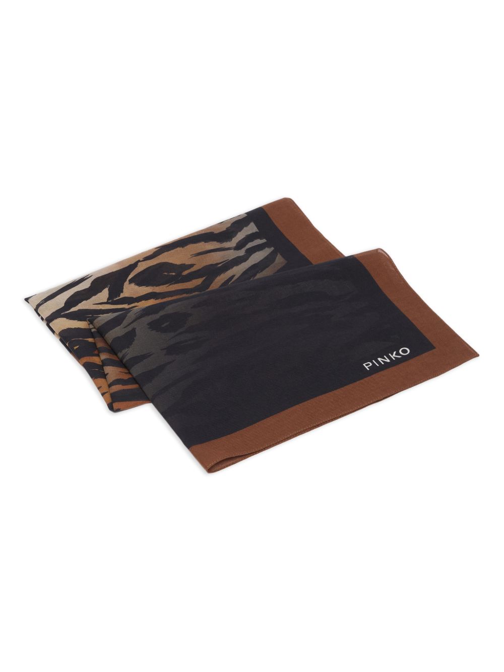 PINKO Foulard marrone e nero con stampa animalier