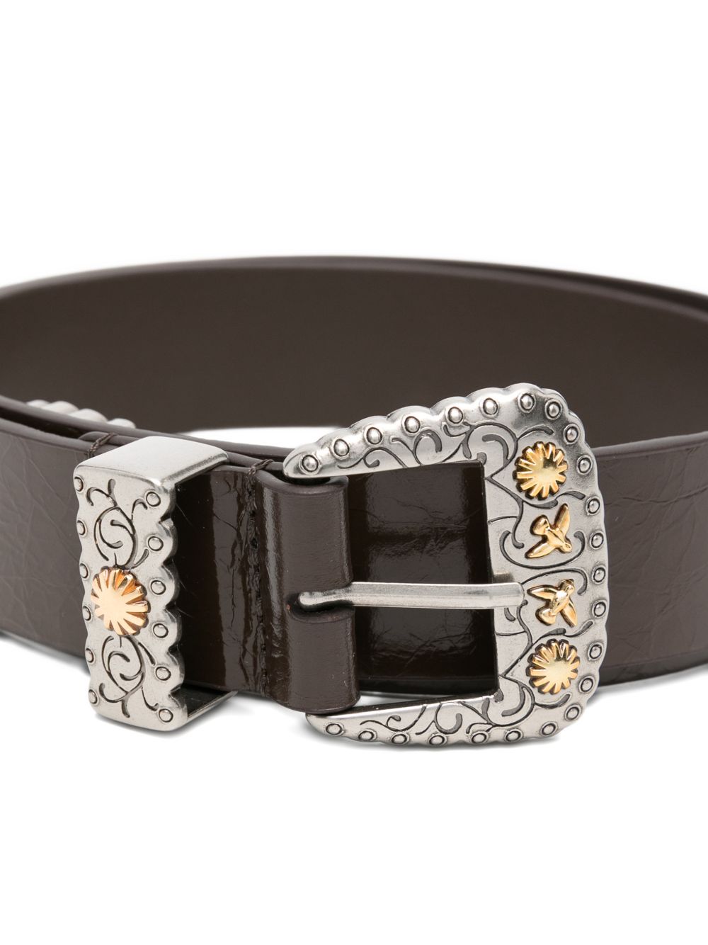 PINKO Cintura Trittico in pelle marrone