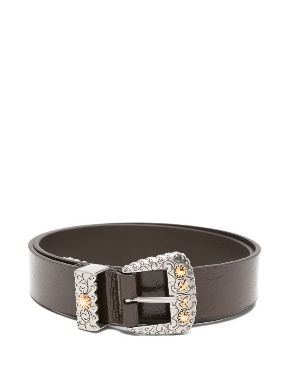 PINKO Cintura Trittico in pelle marrone
