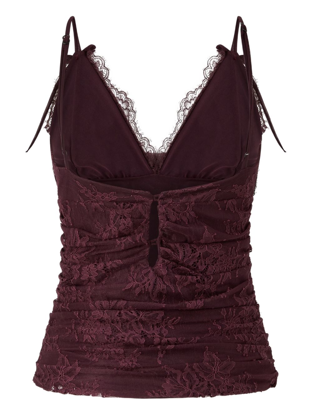PINKO Top bordeaux in pizzo floreale