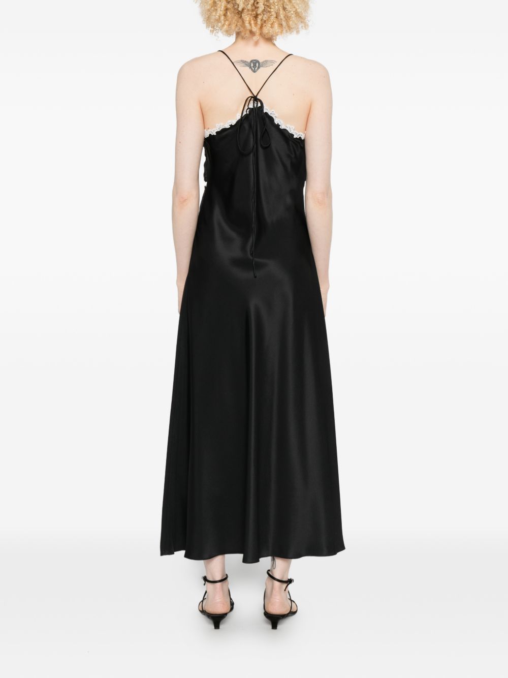 PINKO Abito Albino con dettagli in pizzo bianco nero