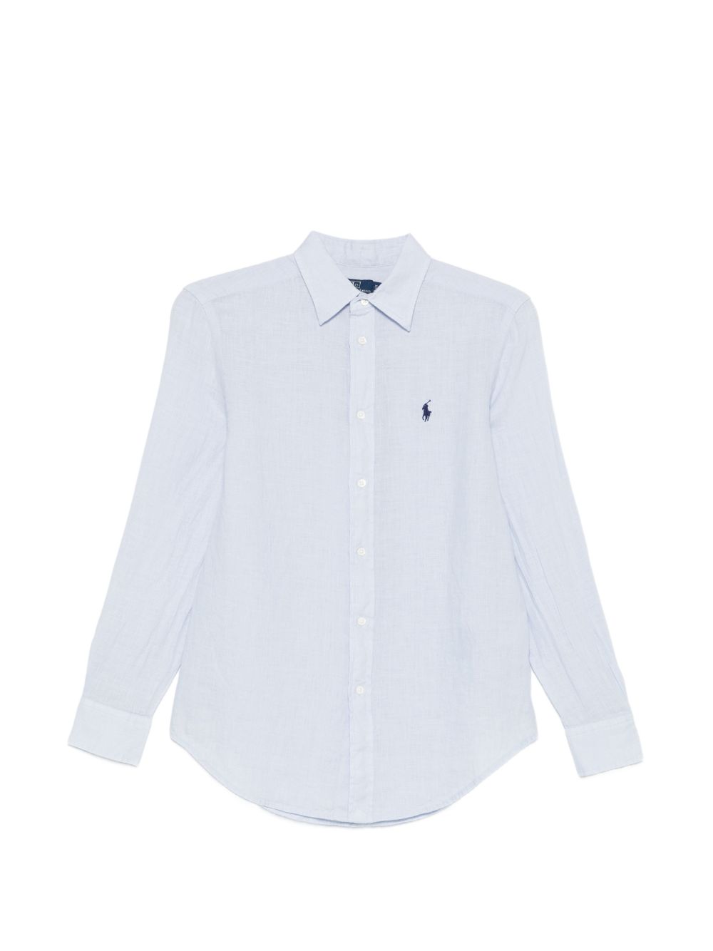 POLO RALPH LAUREN Camicia con logo Polo in lino azzurro