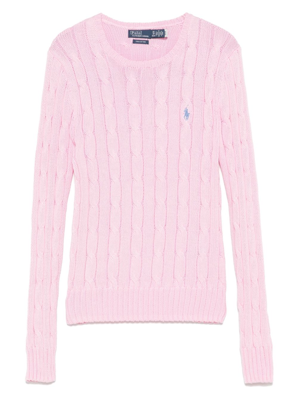 POLO RALPH LAUREN Maglia girocollo a trecce rosa con logo