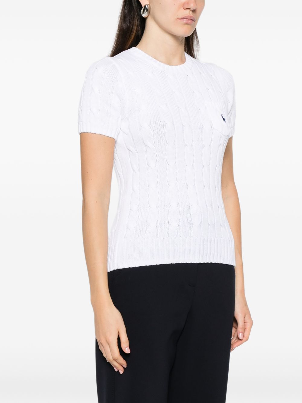 POLO RALPH LAUREN Maglia a trecce in cotone bianco