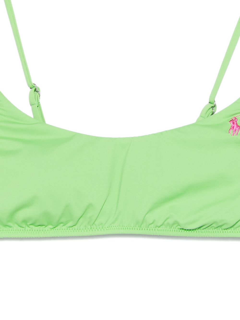 POLO RALPH LAUREN Top bikini a fascia con spalline sottili verde chiaro con logo a contrasto