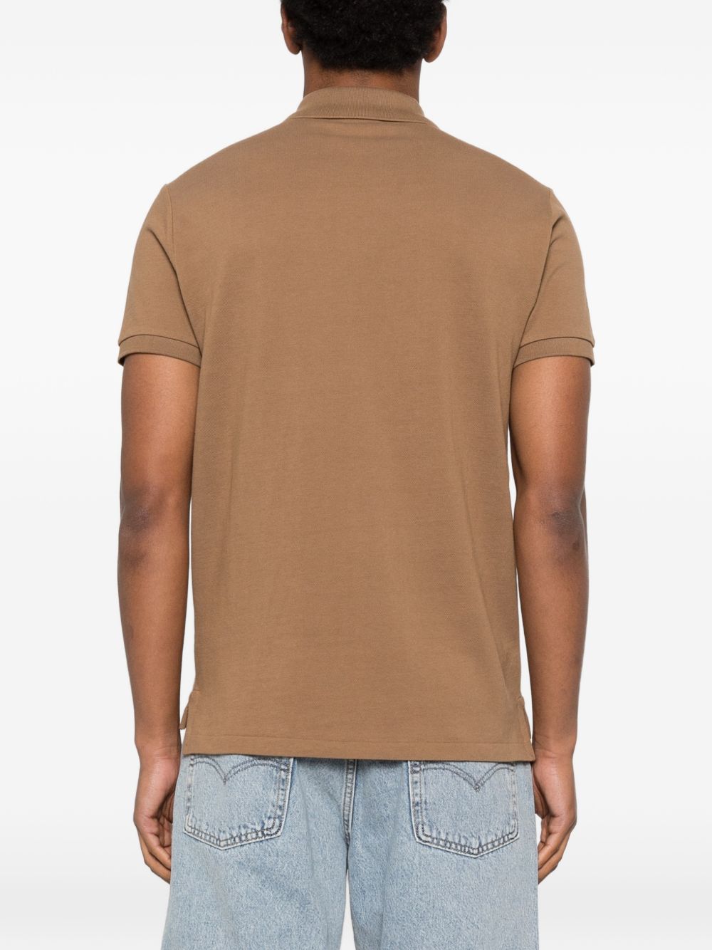 POLO RALPH LAUREN Polo a maniche corte marrone con logo cucito