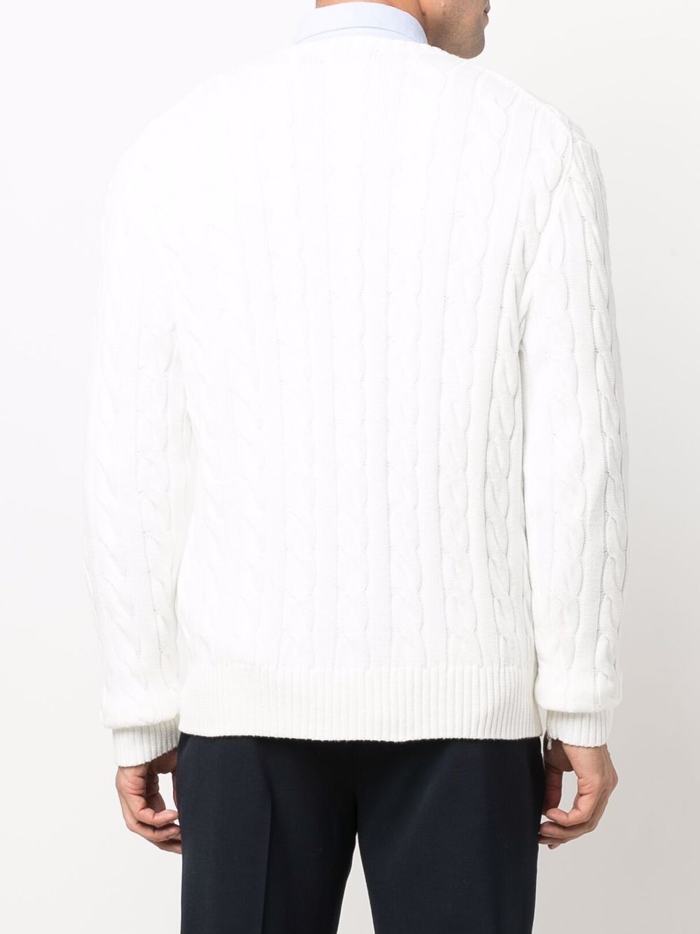 POLO RALPH LAUREN Maglia in cotone a maniche lunghe con trama a treccia e logo